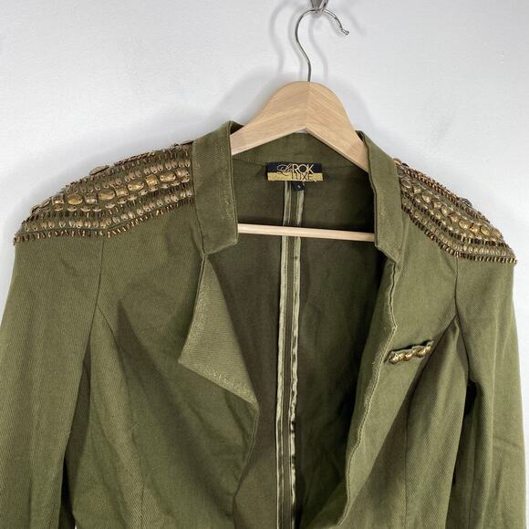 Larok Luxe Army Green Corporal Chic Cropped Jacket Women's Size Small S - Picture 5 of 9